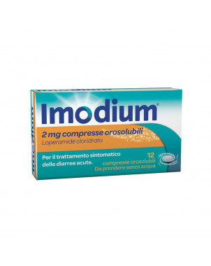 Imodium 2 mg 12 compresse orosolubili per il trattamento sintomatico delle diarree acute