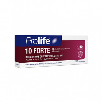 Prolife 10 Forte 7 flaconcini è un integratore di fermenti lattici vivi con vitamine B6 B12 B1 B12 - glucoligosaccaride