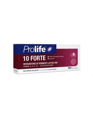 Prolife 10 Forte 7 flaconcini è un integratore di fermenti lattici vivi con vitamine B6 B12 B1 B12 - glucoligosaccaride