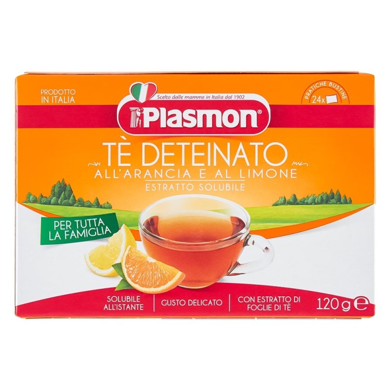 Plasmon decaffeinated tea orange and lemon 24 bags