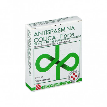 Antispasmina Colica Forte 30 compresse indicato per il trattamento degli spasmi e del dolore dello stomaco e dell'intestino