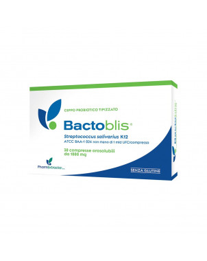 Bactoblis 30 food supplement useful for preventing tonsillitis, pharyngitis and otitis.