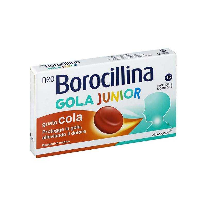 Neoborocillina gola junior 15 comprimés gommeux à saveur de cola