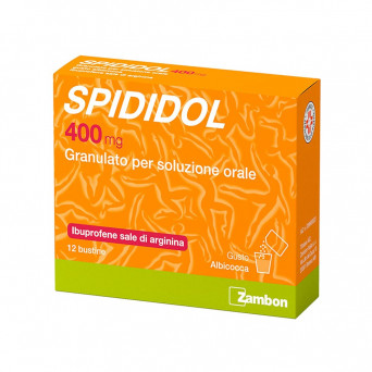 Spididol 400 mg 12 sachets apricot indicated in case of headache, toothache, neuralgia.