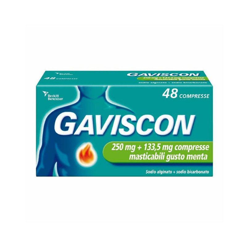 Gaviscon 250 + 133,5 mg 48 compresse menta