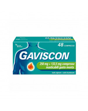 Gaviscon 48 compresse menta dona un rapido sollievo dai sintomi del bruciore di stomaco occasionale