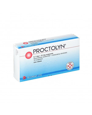 Proctolyn 10 suppositories indicated for the treatment of internal and external hemorrhoids