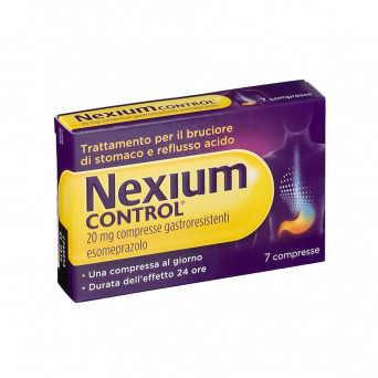 Nexium Control 20 mg 7 compresse gastroresistenti trattamento per il bruciore di stomaco e reflusso acido.