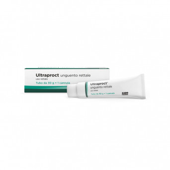 Pomada rectal Ultraproct 30 g indicada para el tratamiento de hemorroides, proctitis y fisuras anales.