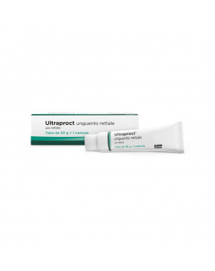 Pomada rectal Ultraproct 30 g indicada para el tratamiento de hemorroides, proctitis y fisuras anales.