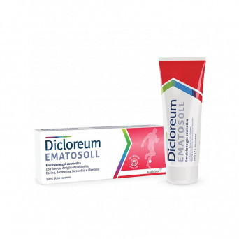 Dicloreum ematosoll gel 50 ml indicata in caso di traumi ed ematomi che causano dolore ed irritazione.