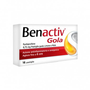 Benactiv Gorge 16 pastilles citron et miel contre les inflammations et douleurs de la gorge, de la bouche et des gencives