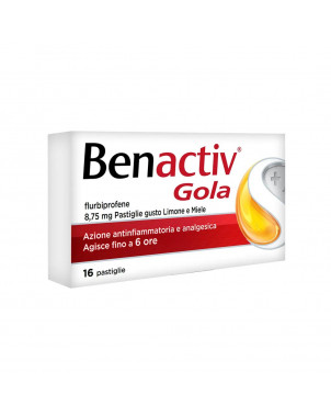 Benactiv Gorge 16 pastilles citron et miel contre les inflammations et douleurs de la gorge, de la bouche et des gencives