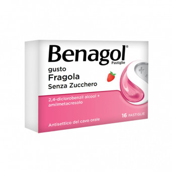 Benagol 16 pastilles fraise sans sucre soulagent en cas de gorge irritée et brûlante