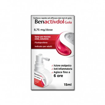 Benactivdol spray garganta 15 ml indicado para el tratamiento del dolor agudo en la garganta