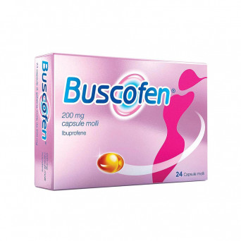 Buscofen 24 capsules molles 200 mg indiqué pour les douleurs d'origines et de nature diverses