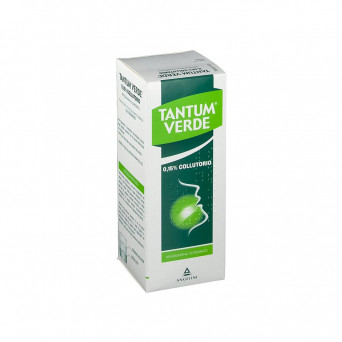 Tantum verde 0,15% bain de bouche 120 ml indiqué en cas de gingivite, stomatite, pharyngite.