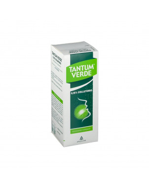 Tantum verde 0,15% bain de bouche 120 ml indiqué en cas de gingivite, stomatite, pharyngite.