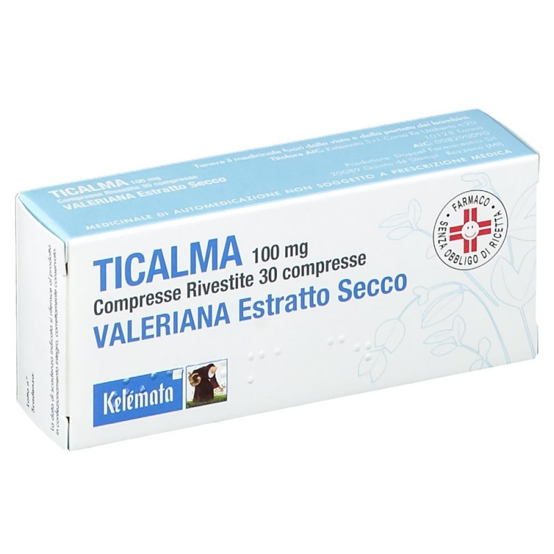 Ticalma
100 mg compresse rivestite
valeriana estratto secco
scatola da 30 compresse