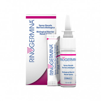 Rinogermina Spray 10 ml indicato nel trattamento e nella prevenzione di otiti, adenoiditi, rinosinusiti.