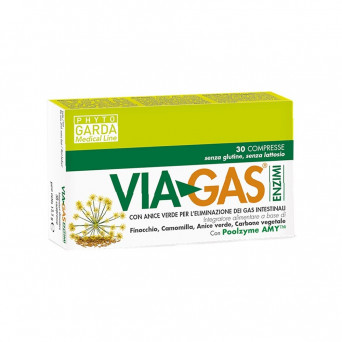 Viagas Enzimi 30 compresse integratore alimentare  con anice verde per l'eliminazione dei gas intestinali