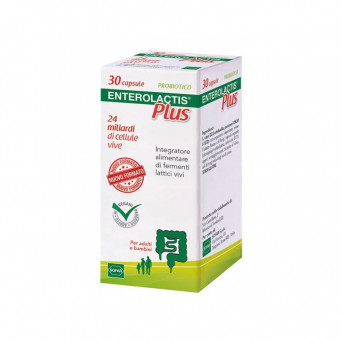 Enterolactis plus 30 capsules food supplement of live lactic ferments 24 billion live cells