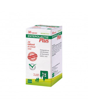 Enterolactis plus 30 capsules food supplement of live lactic ferments 24 billion live cells