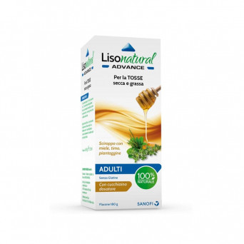 Lisonatural Advance Adultes 180 g Sirop contre la toux sèche et humide au miel, thym et plantain