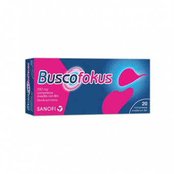 Buscofokus 200 mg 20 compresse indicato negli adulti per il trattamento sintomatico a breve termine del dolore