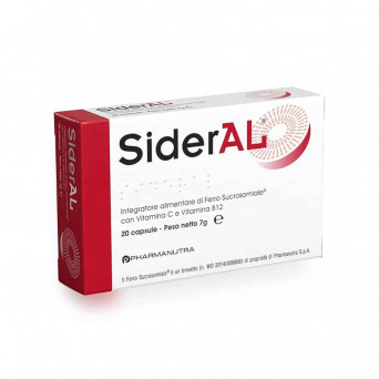 Sideral 20 capsules food supplement indicated for anemic, iron-deficient and dialysis patients.