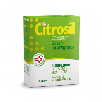 Citrosil 8 garze impregnate medicinale di automedicazione per la disinfezione della cute anche lesa