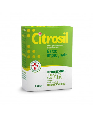 Citrosil 8 garze impregnate medicinale di automedicazione per la disinfezione della cute anche lesa