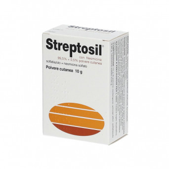 Streptosil Neomycin cutaneous powder 10 g indicated in the treatment of superficial skin infections