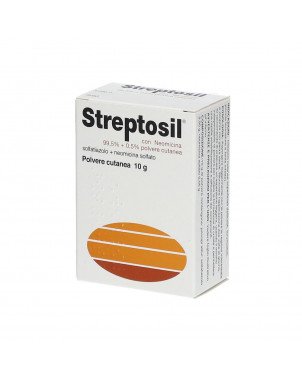 Streptosil Neomycin piel en polvo 10 g indicado en el tratamiento de infecciones cutáneas superficiales