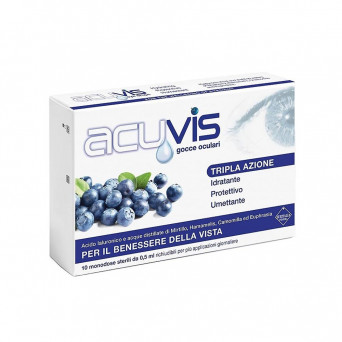 Acuvis collyre 10 ampoules triple action : lubrifiant, rafraîchissant, apaisant pour les yeux