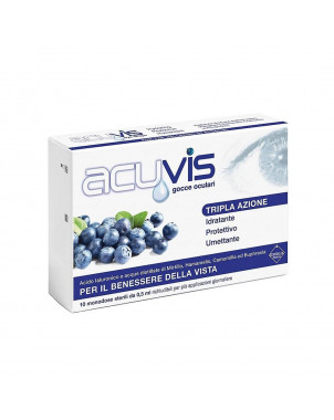 Acuvis collyre 10 ampoules triple action : lubrifiant, rafraîchissant, apaisant pour les yeux