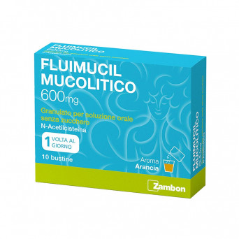 Mucolítico Fluimucil 600 mg granulado 10 sobres indicado para el tratamiento de enfermedades respiratorias