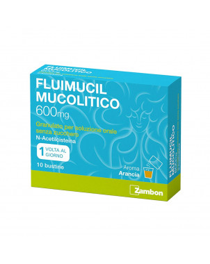 Mucolítico Fluimucil 600 mg granulado 10 sobres indicado para el tratamiento de enfermedades respiratorias