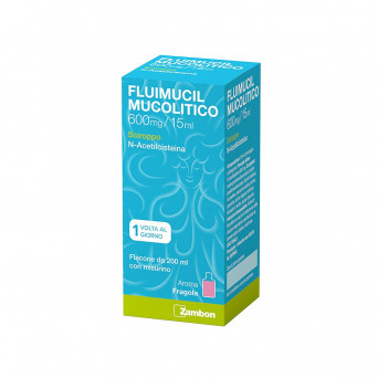 Fluimucil mucolitico 600 mg 15 ml Sirup 200 ml zur Behandlung von Atemwegserkrankungen