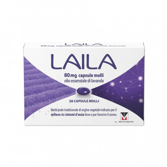 Laila 28 capsules molles indiquées pour le soulagement des symptômes légers d'anxiété et pour favoriser le sommeil