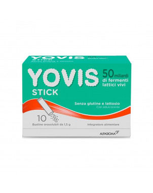 Yovis stick 10 sobres complemento alimenticio útil para favorecer el equilibrio de la flora bacteriana intestinal alterada