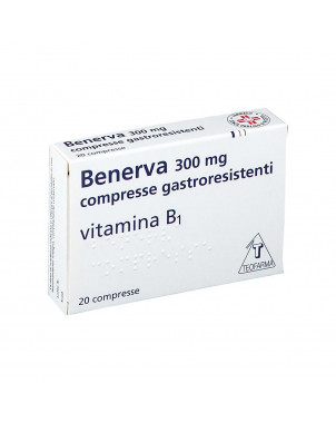 Benerva 300 mg 20 tablets useful in the prophylaxis and therapy of vitamin B1 deficiency