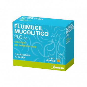 Fluimucil mucolytic 200 mg 30 sachets indicated in the treatment of respiratory diseases