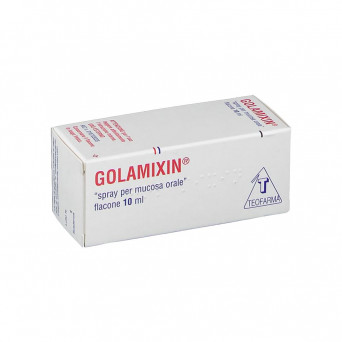 Golamixin oropharyngeal spray 10 ml indicated for the topical therapy of stomatitis