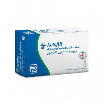 Ketoftil eye drops 25 vials indicated in case of acute and chronic ocular inflammation of an allergic nature