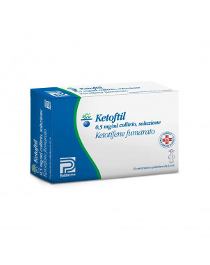 Ketoftil eye drops 25 vials indicated in case of acute and chronic ocular inflammation of an allergic nature