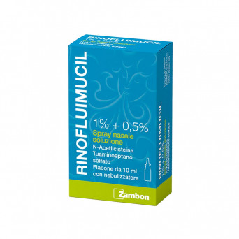 Rinofluimucil spray nasal 10 ml diluyente y descongestionante nasal indicado en el tratamiento de la rinitis