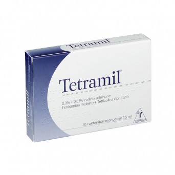 Tetramil collirio 10 flaconcini indicato per il trattamento di allergie e infiammazioni della congiuntiva dell'occhio