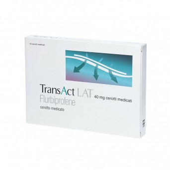 TransAct Lat 10 medicated plasters indicated as a local remedy for painful and inflammatory conditions