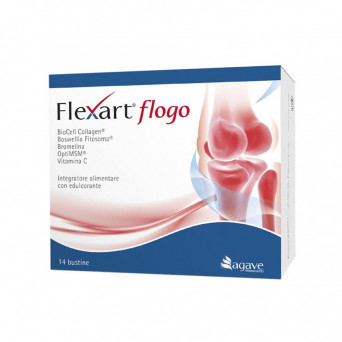 Flexart Flogo 14 sachets food supplement indicated to combat the symptoms deriving from joint disorders